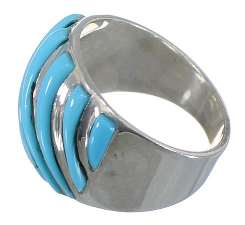 Turquoise Inlay Sterling Silver Ring Size 5 AX81755
